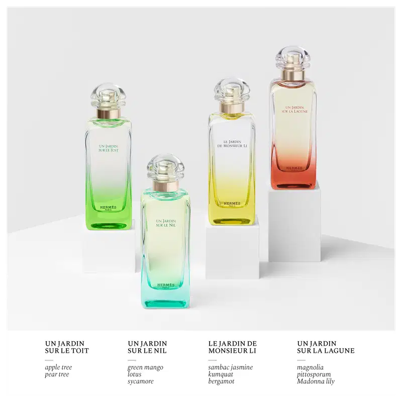 Linha de quatro perfumes de Hermès.