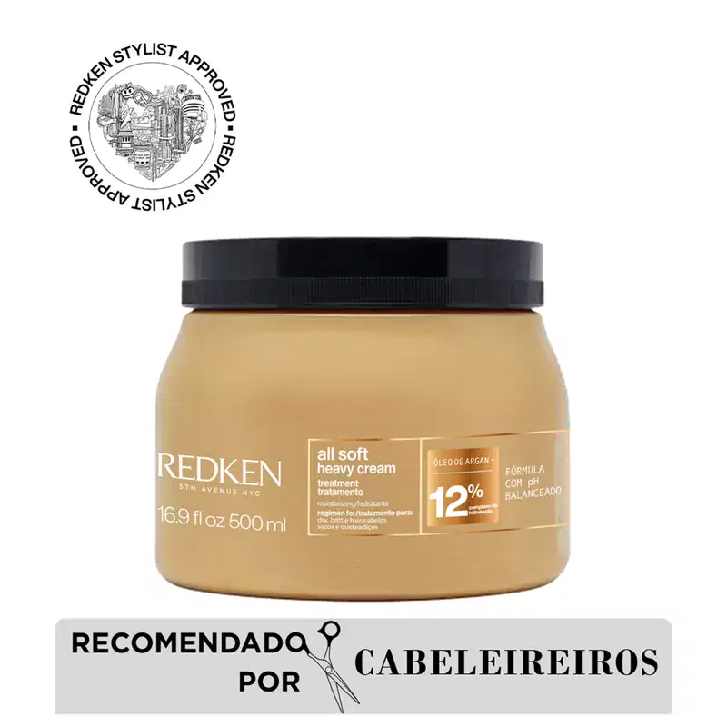 Máscara de Tratamento Capilar Redken All Soft Heavy Cream, recomendada por cabeleireiros