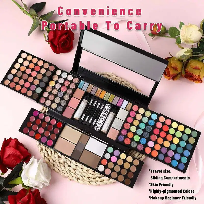 Conjunto de Maquiagem Sombra Batom Blush Iluminador KIT