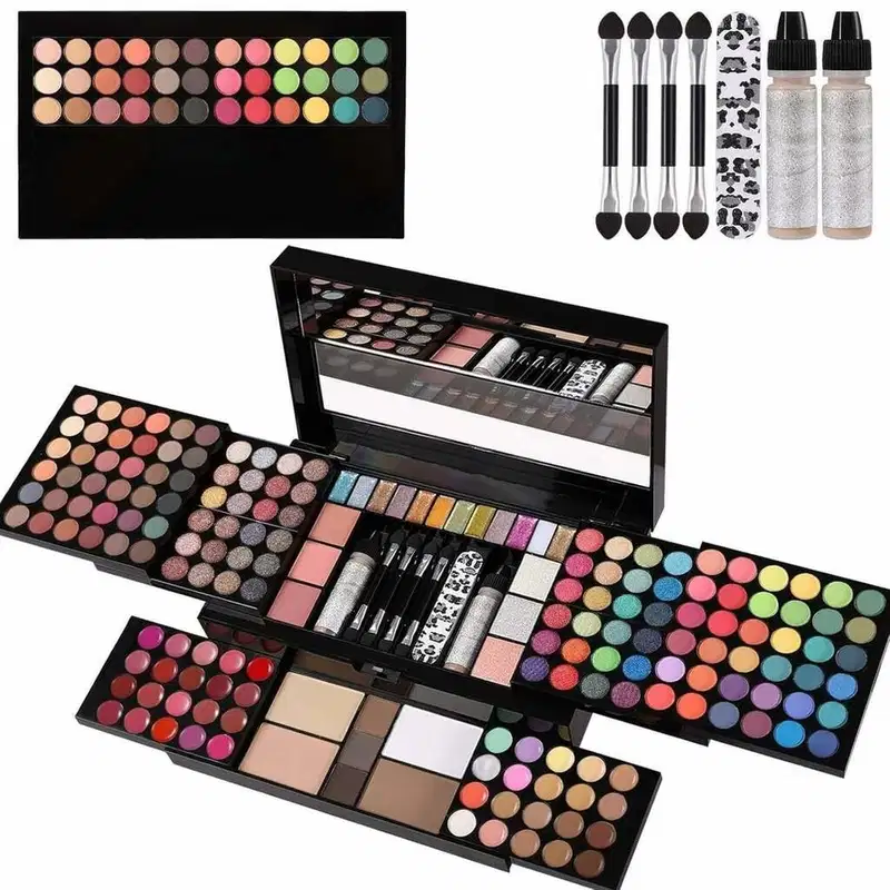 Conjunto de Maquiagem Sombra Batom Blush Iluminador KIT