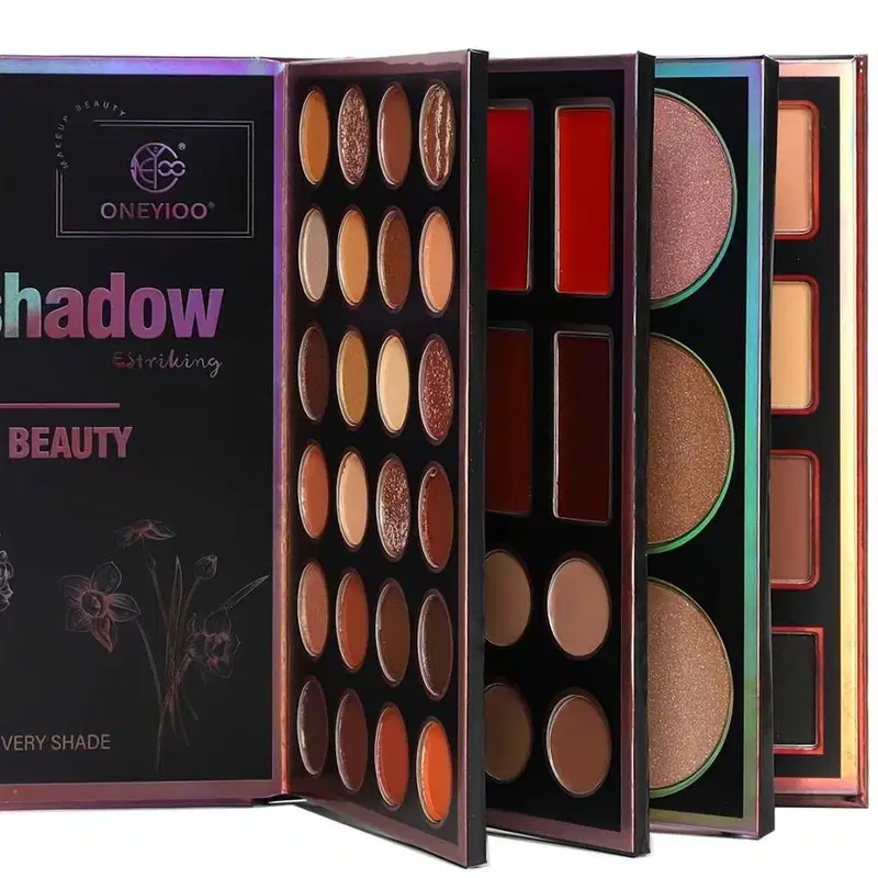 Kit Paleta 55 Cores Sombras Gloss Contorno Corretivo e Iluminador ElaShopp Preto