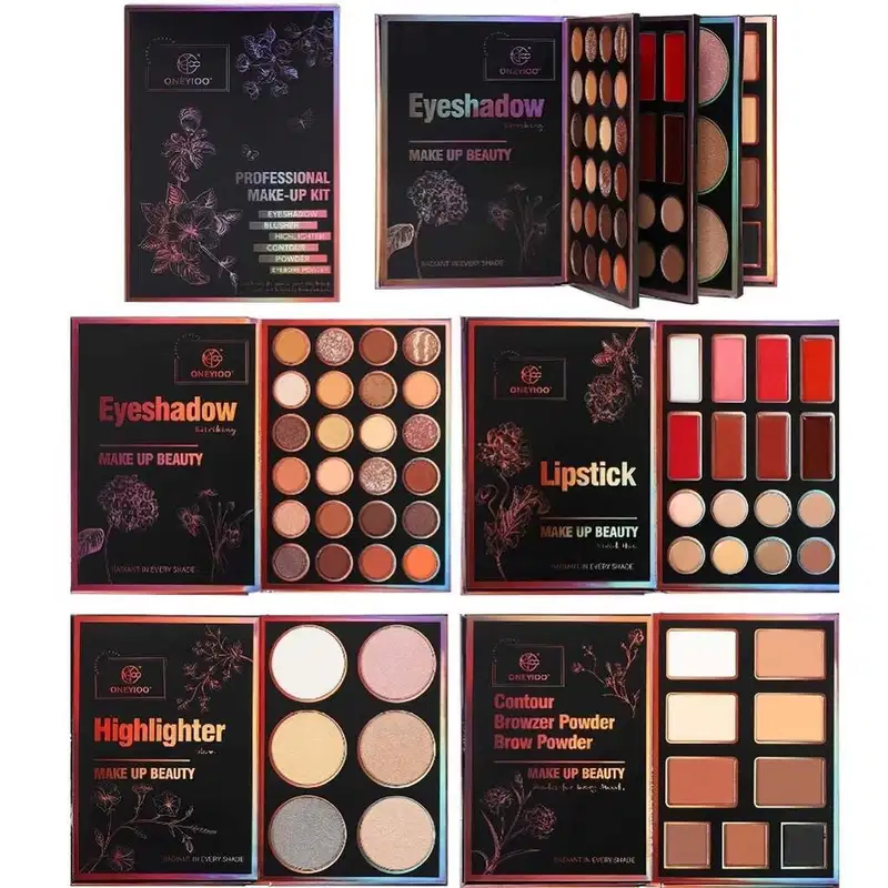 Kit Paleta 55 Cores Sombras Gloss Contorno Corretivo e Iluminador ElaShopp Preto