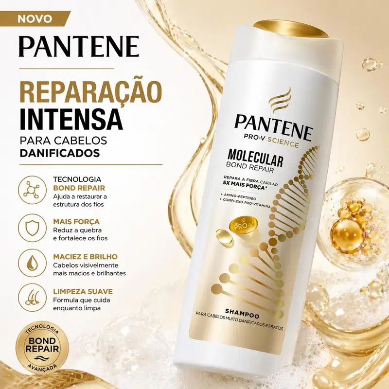 Kit Pantene Molecular Bond Repair Shampoo 300 mL e Condicionador 150 mL