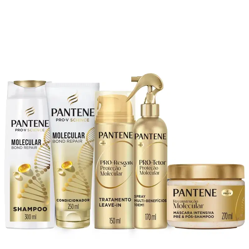 Kit Pantene Molecular Bond Repair - Shampoo + Condicionador + Máscara + Leave-In + Spray