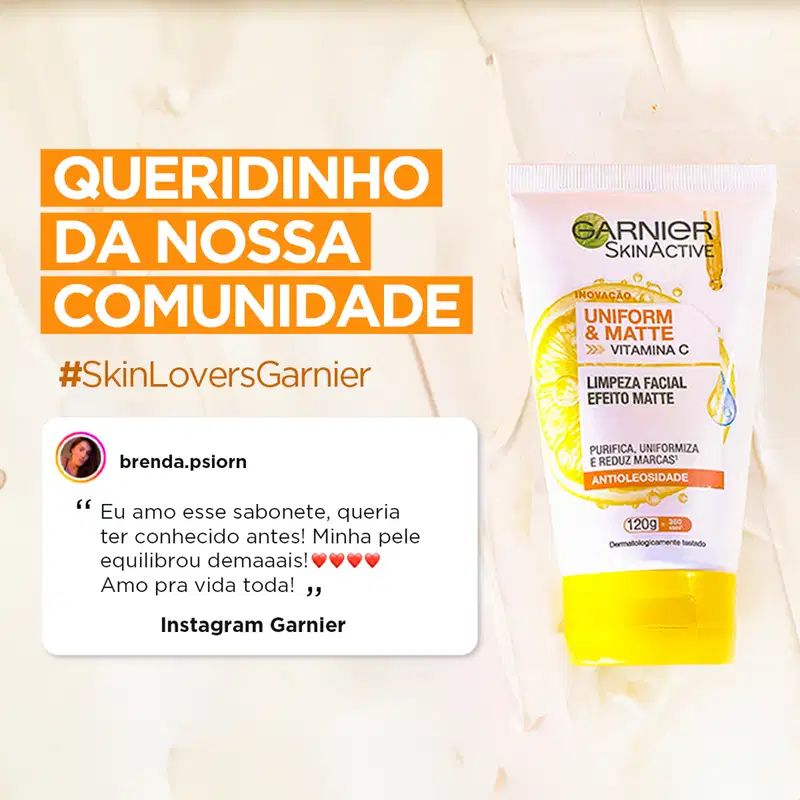 Garnier SkinActive Uniform & Matte Vitamina C Antioleosidade - Gel de Limpeza Facial 120g