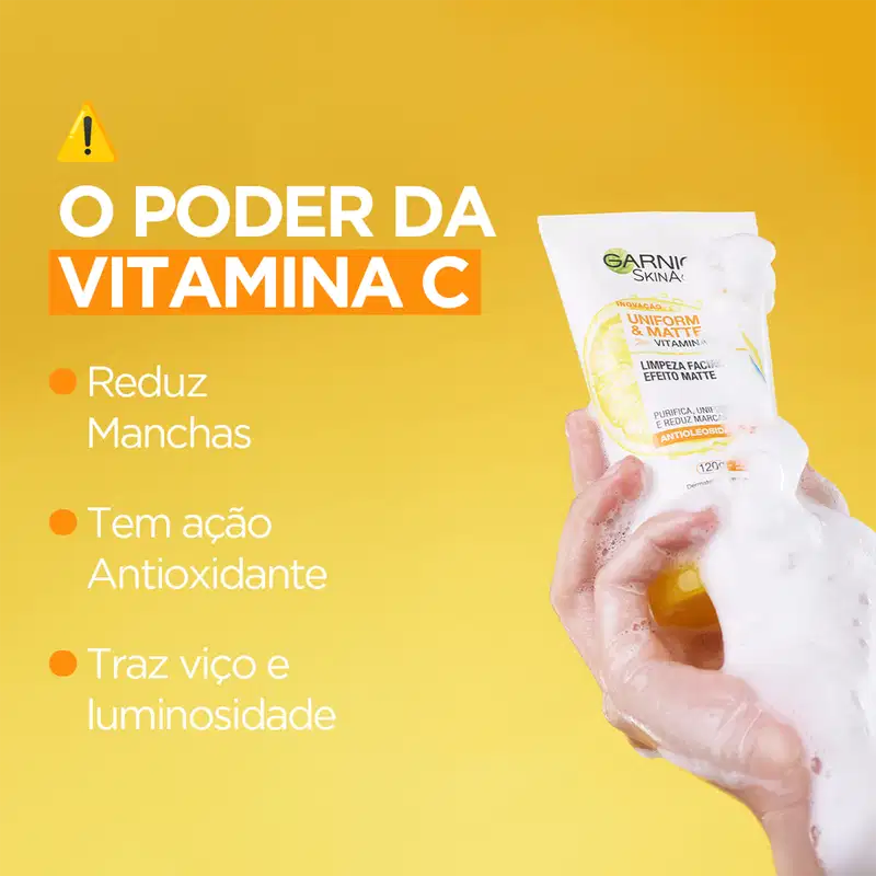 Garnier SkinActive Uniform & Matte Vitamina C Antioleosidade - Gel de Limpeza Facial 120g