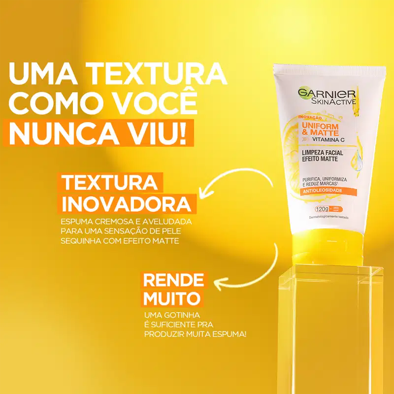 Garnier SkinActive Uniform & Matte Vitamina C Antioleosidade - Gel de Limpeza Facial 120g