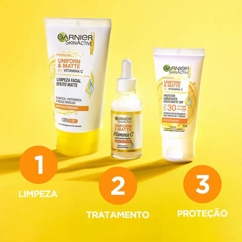 Garnier SkinActive Uniform & Matte Vitamina C Antioleosidade - Gel de Limpeza Facial 120g
