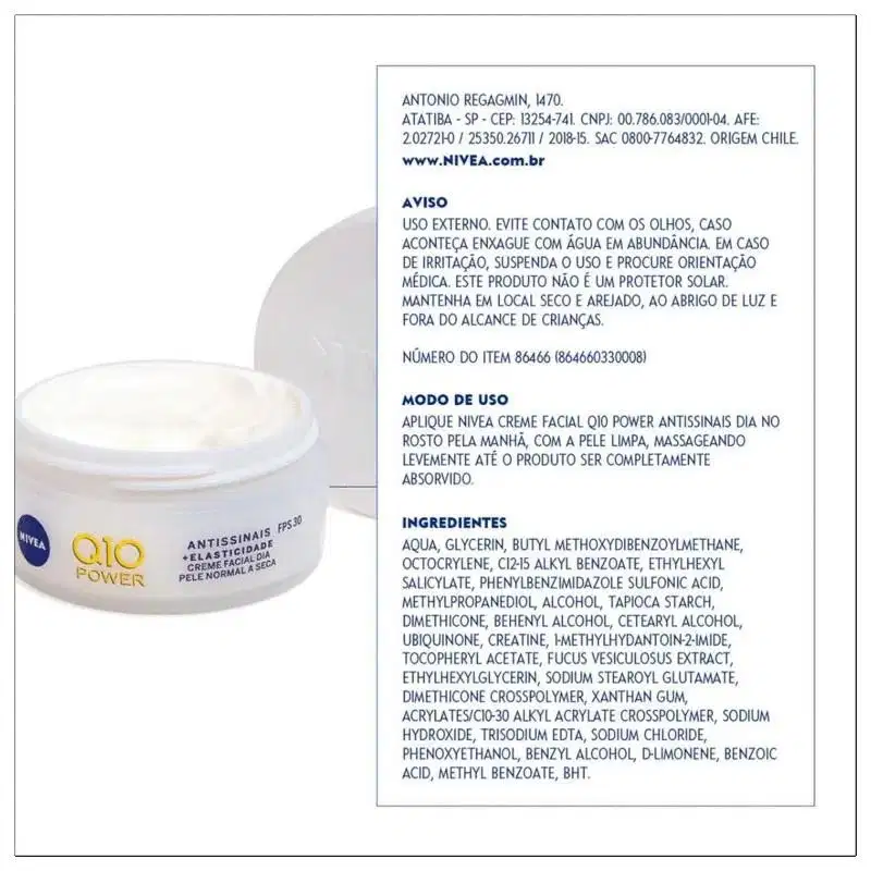 NIVEA Q10 Power Dia FPS 30 Pele Mista a Oleosa - Creme Facial Antissinais 50g
