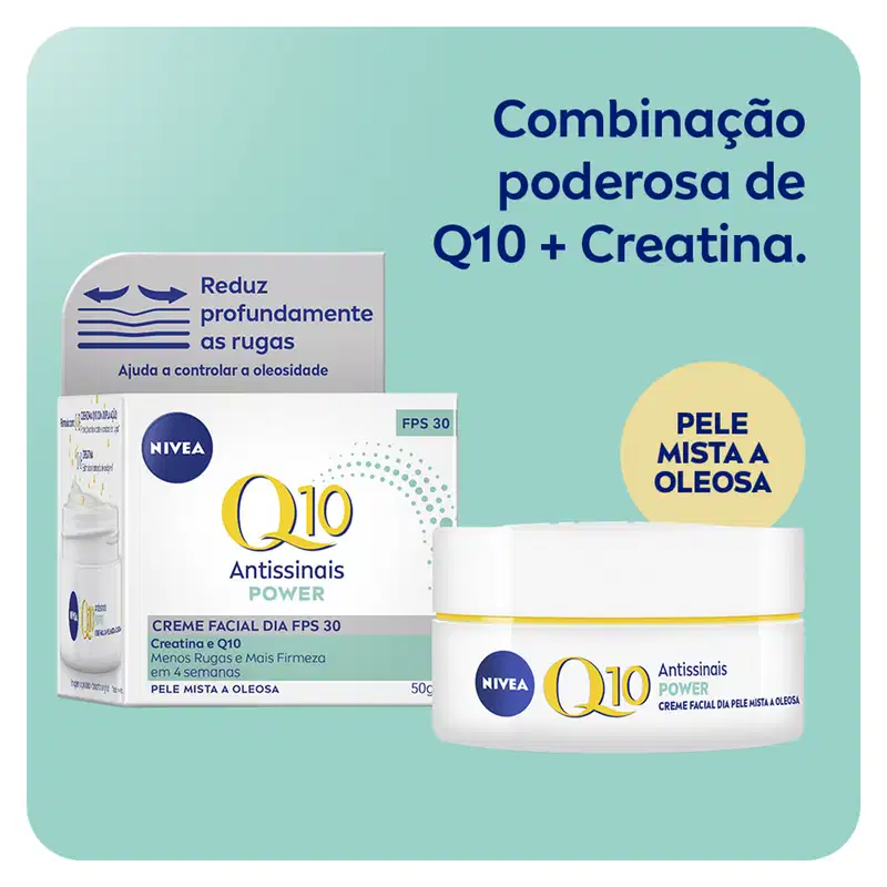 NIVEA Q10 Power Dia FPS 30 Pele Mista a Oleosa - Creme Facial Antissinais 50g