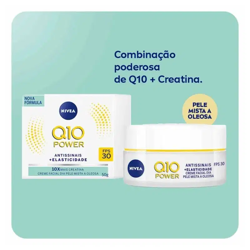 NIVEA Q10 Power Dia FPS 30 Pele Mista a Oleosa - Creme Facial Antissinais 50g