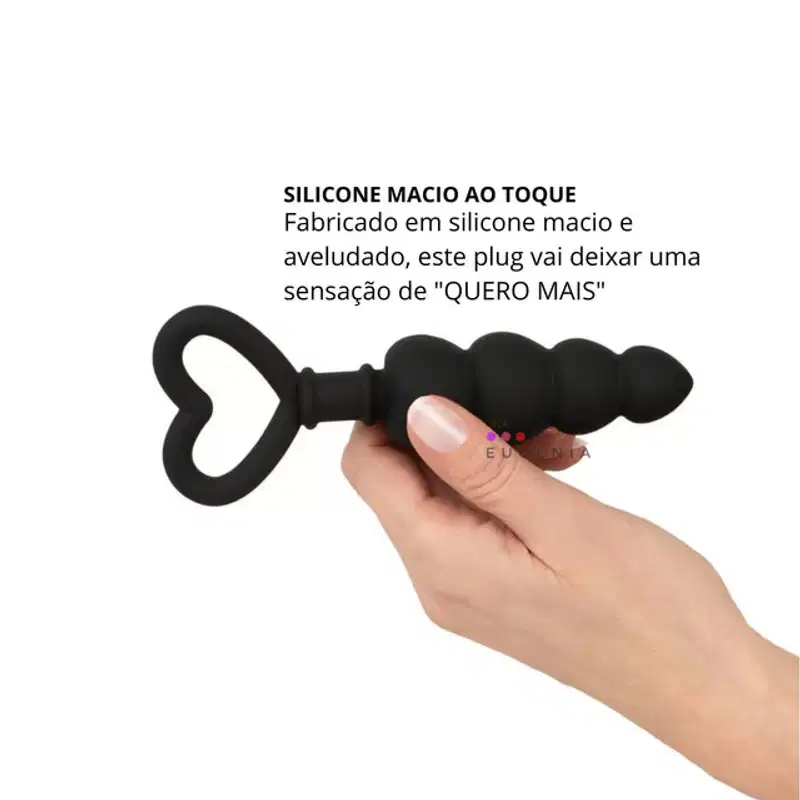 Plug Anal com Formato de Coração e Escalonado em Silicone 14,8cm x 5,7cm