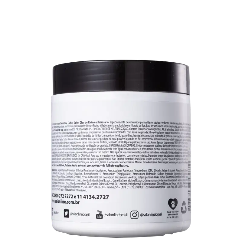 Salon Line Tioglicolato Óleo de Rícino e Babosa Suave - Creme Relaxante 500g