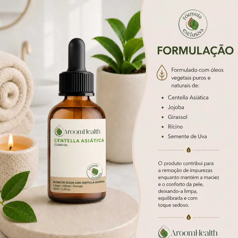 Centella Asiática Clean Oil 50 ml Fórmula Exclusiva AroomHealth