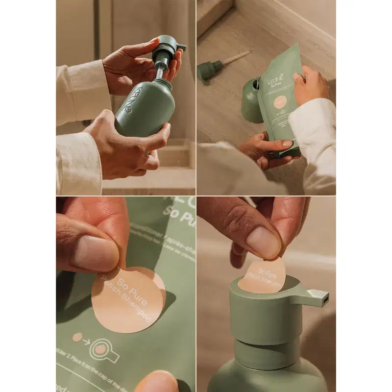 Kit Keune So Pure Cool Shampoo Refil Extra e Dispenser (3 produtos)