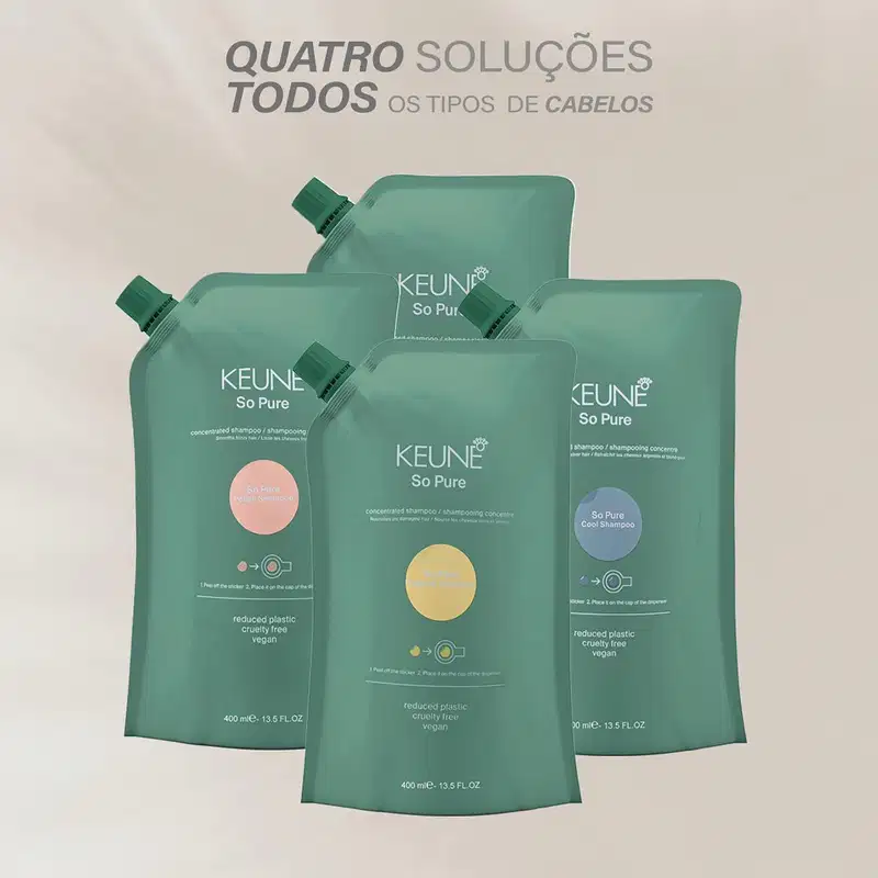 Kit Keune So Pure Cool Shampoo Refil Extra e Dispenser (3 produtos)