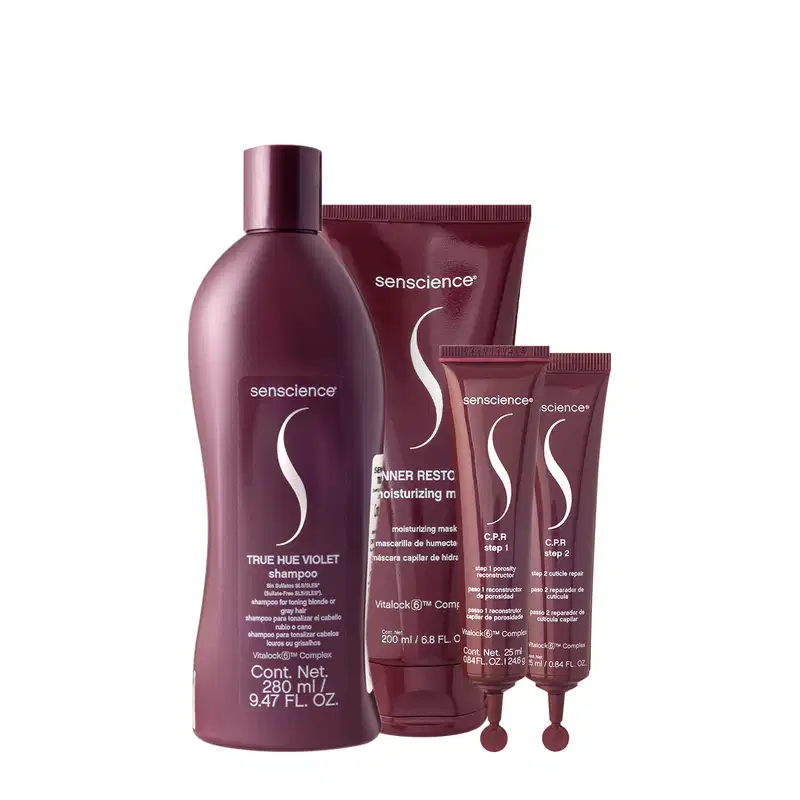 Senscience True Hue Violet Shampoo Máscara Moisturizing e C.P.R. (3 produtos)