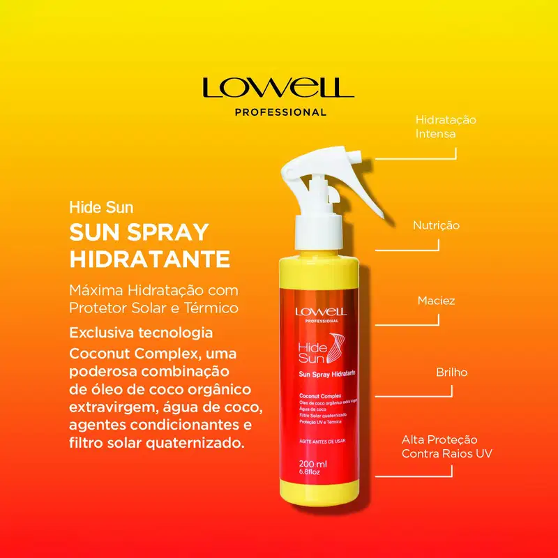 Kit Lowell Hide Sun Coconut Complex Spray Extra (2 unidades)