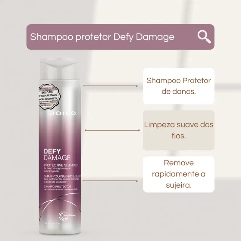 Kit Joico Defy Damage Protective Shampoo Máscara Shield (3 produtos)