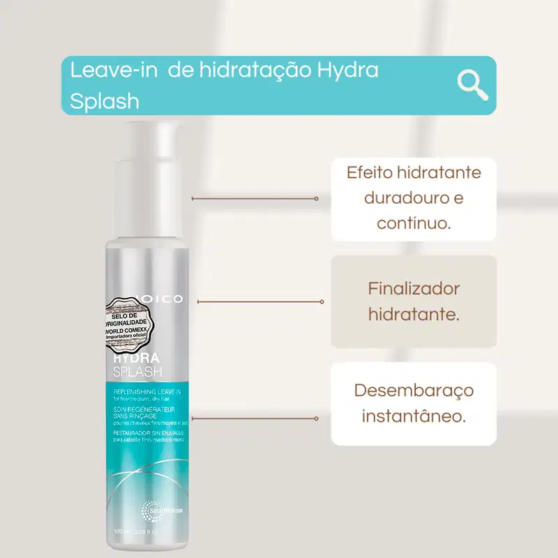 Kit Joico Hydra Splash Shampoo Máscara Leave-in (3 produtos)