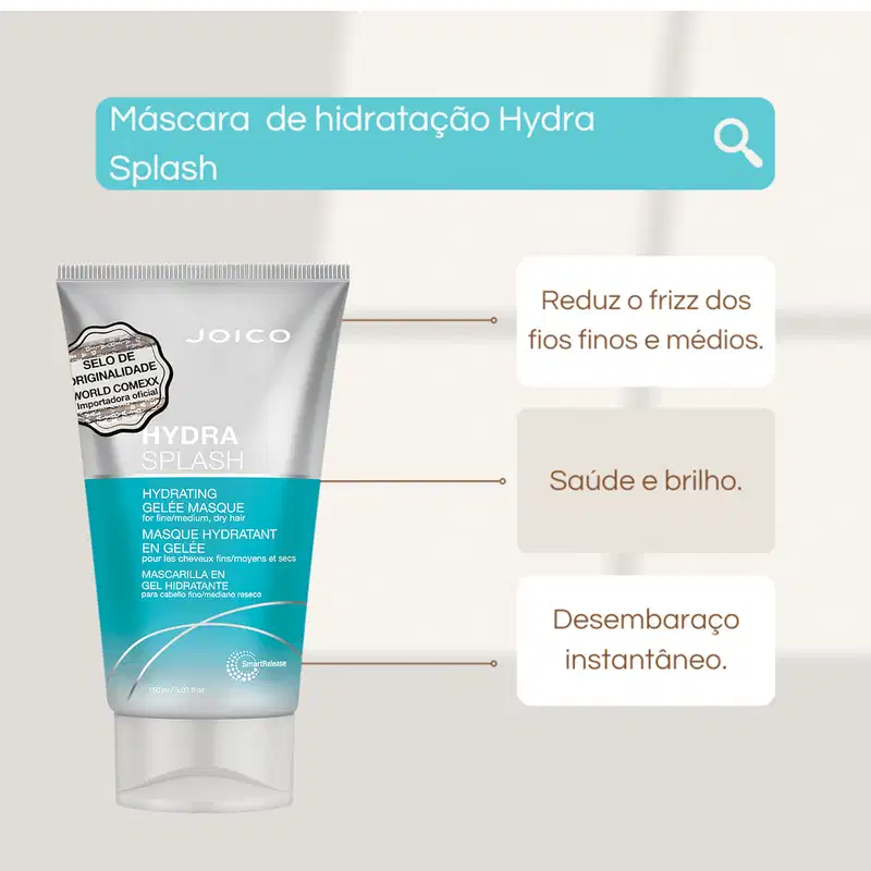 Kit Joico Hydra Splash Shampoo Máscara Leave-in (3 produtos)