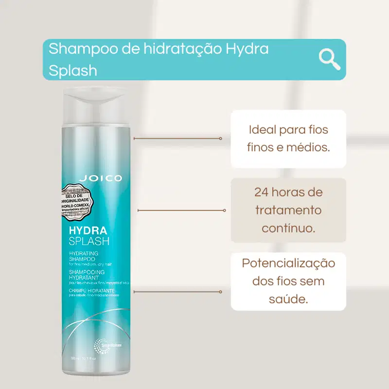 Kit Joico Hydra Splash Shampoo Máscara Leave-in (3 produtos)