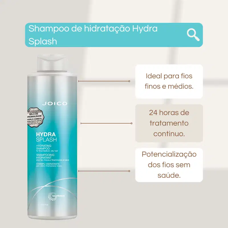 Kit Joico Hydra Splash Shampoo Máscara 150 Leave-in (3 produtos)