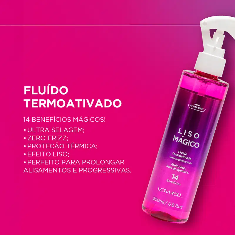 Kit Lowell Liso Mágico Home Care Fluído (4 produtos)