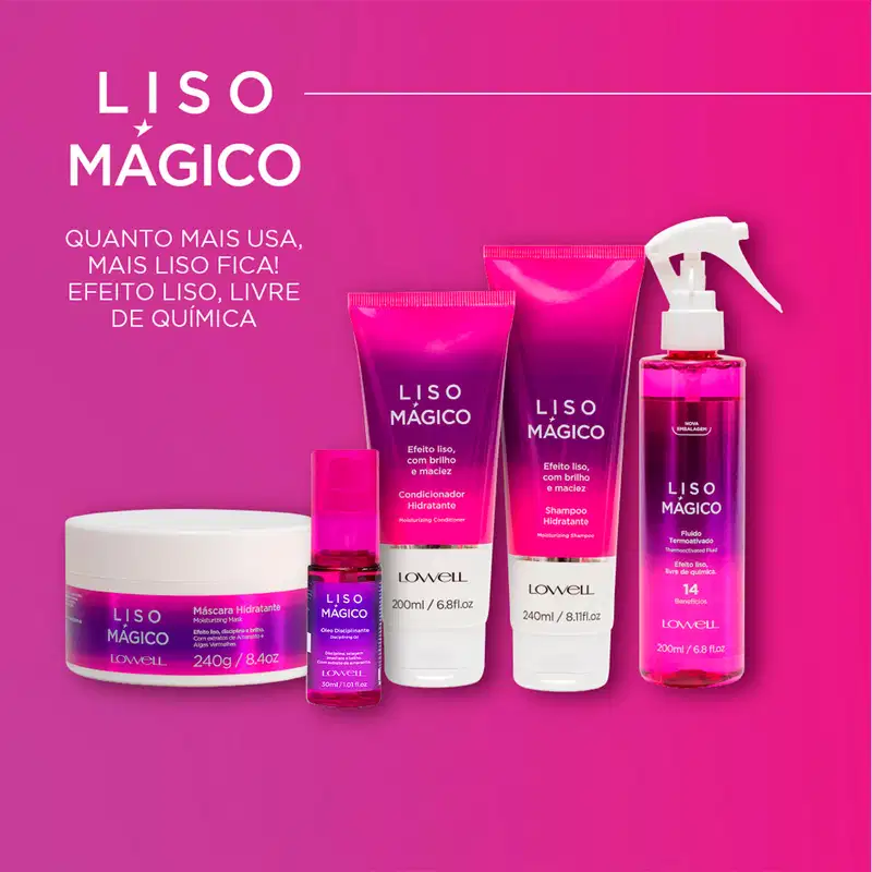 Kit Lowell Liso Mágico Shampoo Fluído Termoativado (2 produtos)