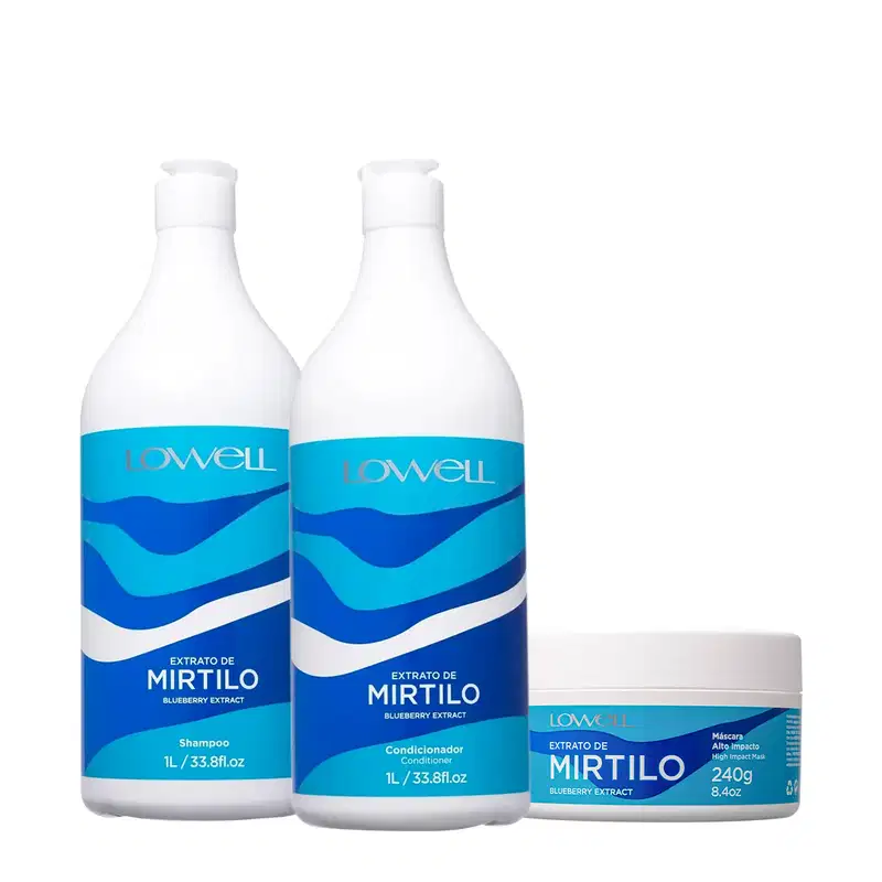 Kit Lowell Extrato de Mirtilo Salon Máscara (3 produtos)