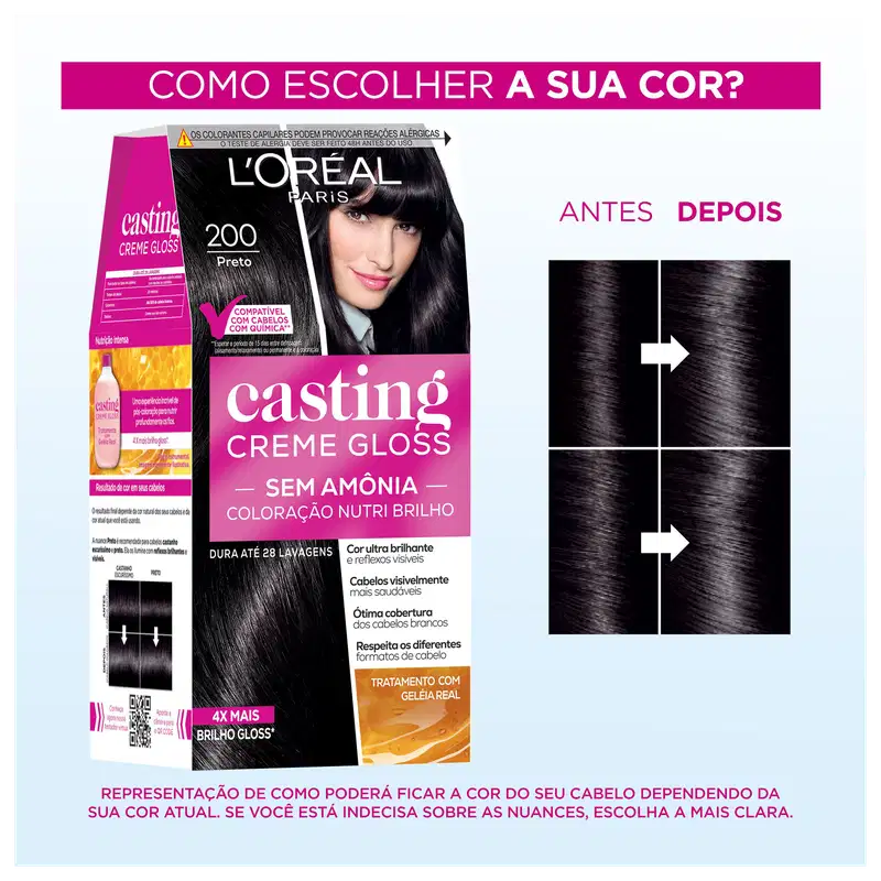 Casting Creme Gloss 200 Preto - Coloração