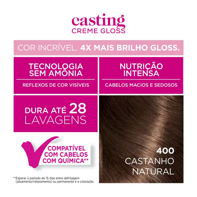 Casting Creme Gloss 400 Castanho Natural - Coloração