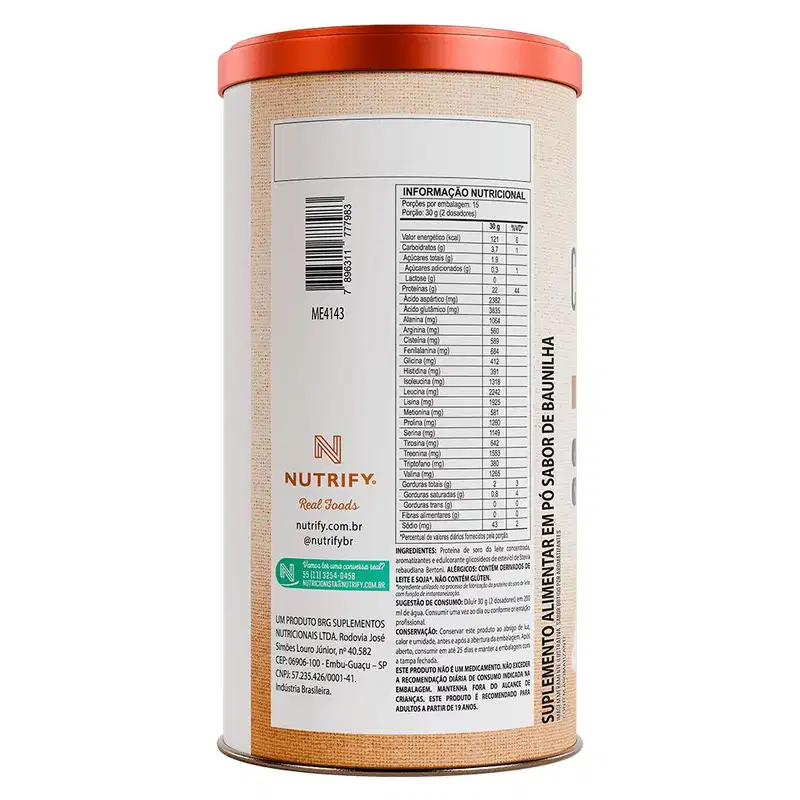 Proteína Clean Pro Whey Zero Lactose Nutrify Baunilha