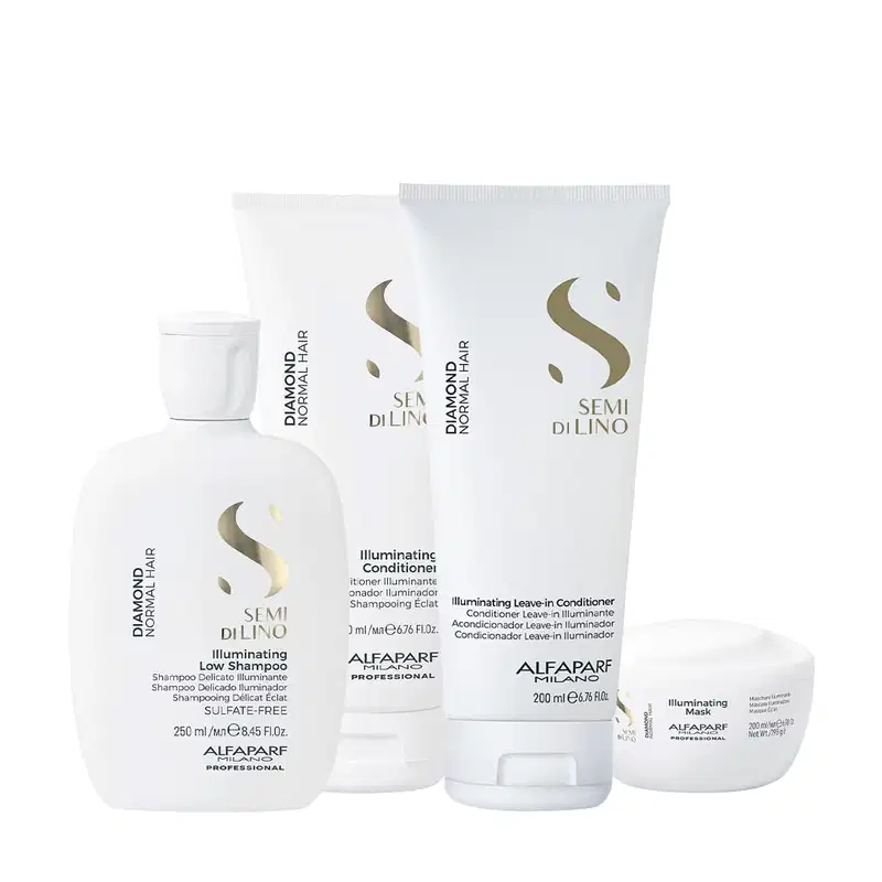 Kit Alfaparf Semi di Lino Diamond Illuminating - Brilho Intenso e Cuidado Completo (4 produtos)