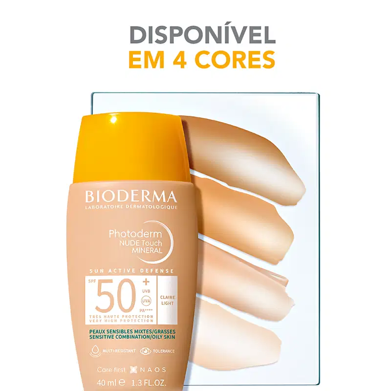 Bioderma Photoderm Nude Touch Mineral FPS 50+ 2.0 - Protetor Solar Facial com Cor 40ml
