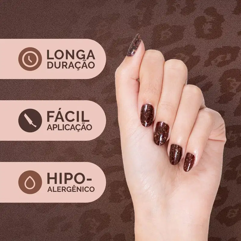 Esmalte Marrom Risqué & Chilli Beans A Onça que Habita em Mim Efeito