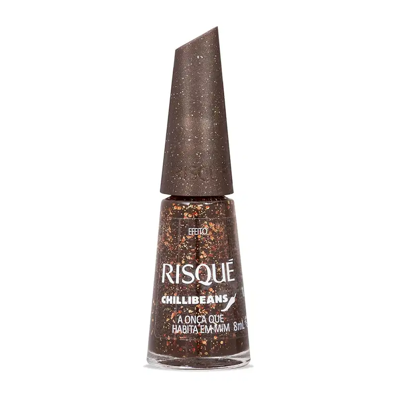 Esmalte Marrom Risqué & Chilli Beans A Onça que Habita em Mim Efeito
