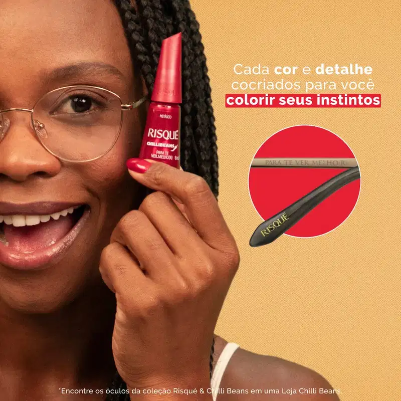 Esmalte Vermelho Risqué & Chilli Beans Para Te Vermelhor Metálico
