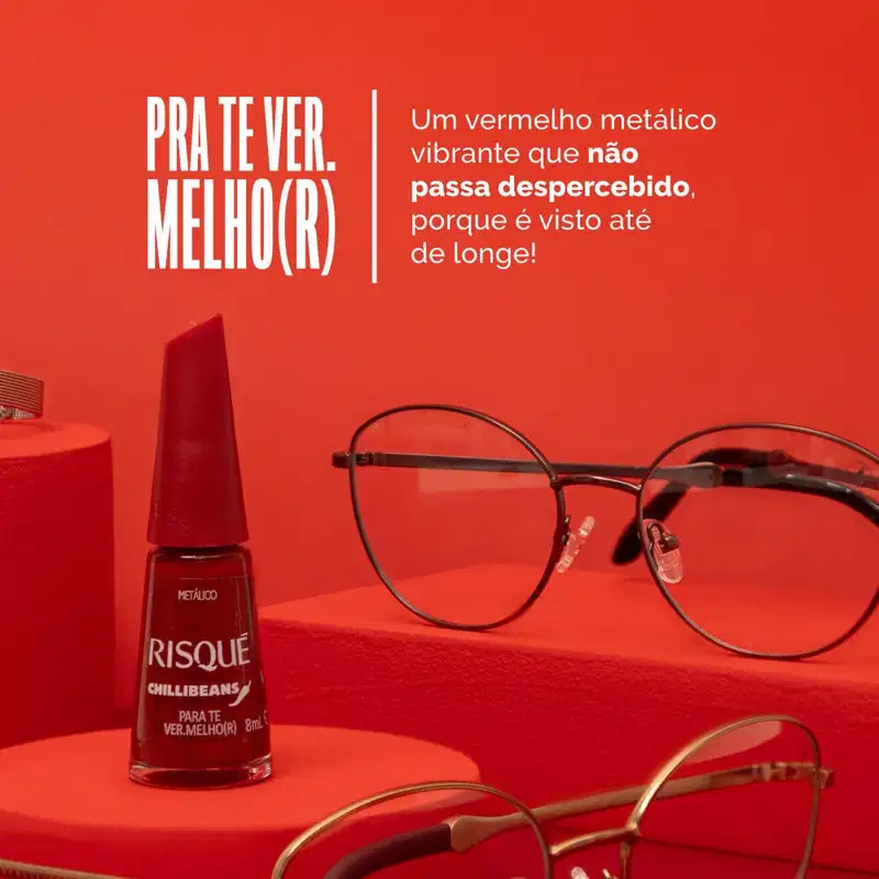 Esmalte Vermelho Risqué & Chilli Beans Para Te Vermelhor Metálico