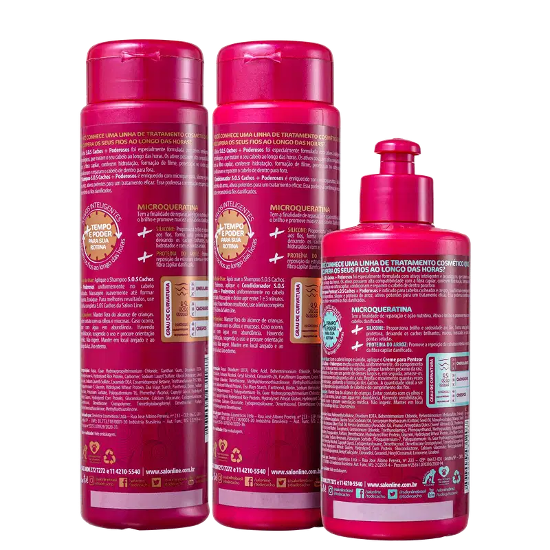 Kit Salon Line S.O.S Cachos Poderosos Cacheados &amp; Crespos (3 Produtos)