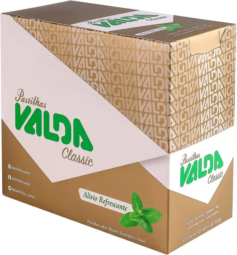 Pastilha Valda Classic Display Com 10 Latas De 50g Cada