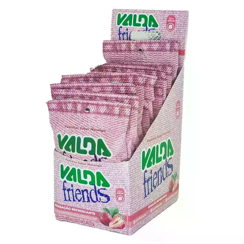 Valda Friends Morango Display Com 10 Sachês De 25g Cada