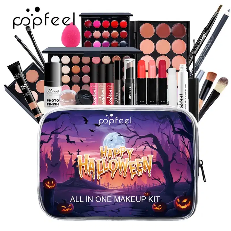 Kit de Maquiagem POPFEEL Halloween Batom, Sobra, Blush 1