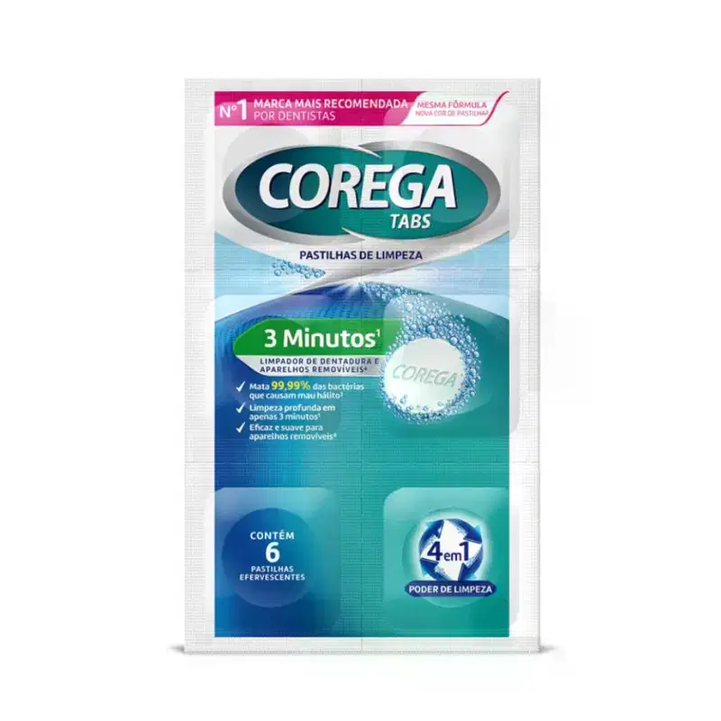 Corega Tabs Limpeza 3 Minutos Com 6 Pastilhas Efervescentes