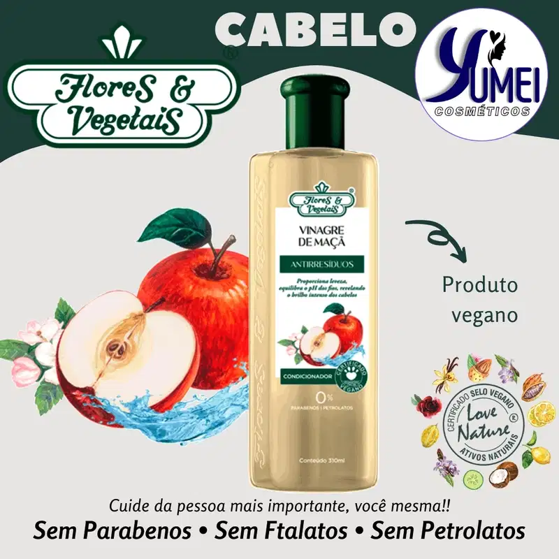 Condicionador Vinagre De Maçã Antirresíduos Flores e Vegetais 310ml