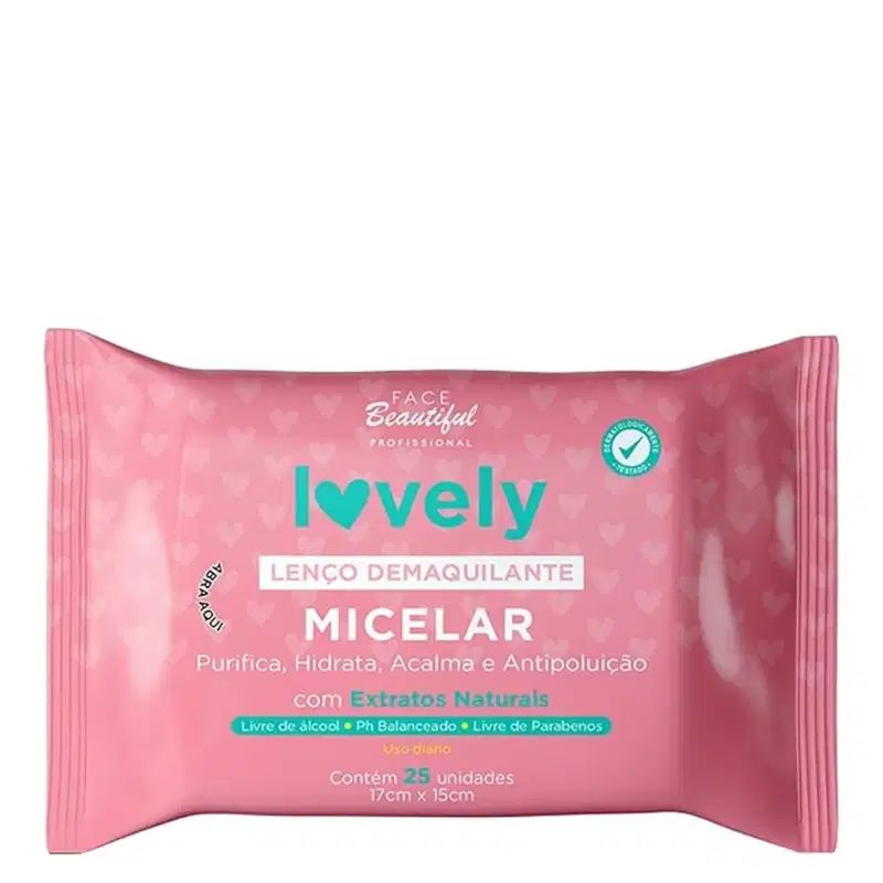 Lenço Demaquilante Lovely Micelar - Face Beautiful | Limpeza Facial Prática e Hidratação intensa