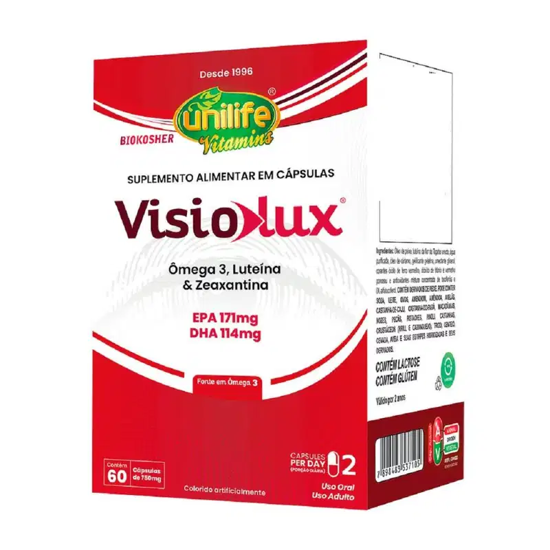 Suplemento Alimentar Visiolux 750mg Unilife 60 Cápsulas