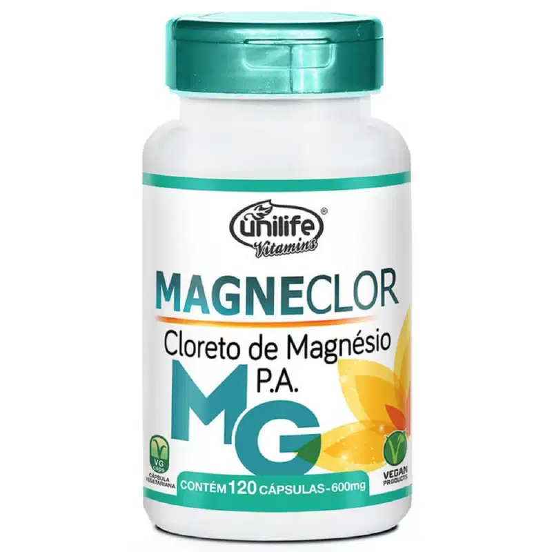 Suplemento Alimentar Magneclor Cloreto de Magnésio P.A. Unilife 120 Cápsulas