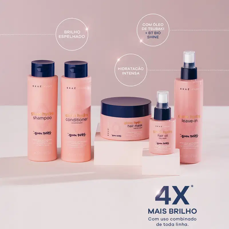 Kit Braé Stages by Bruna Tavares Gloss Hydra Home Care Leave-in (4 produtos)