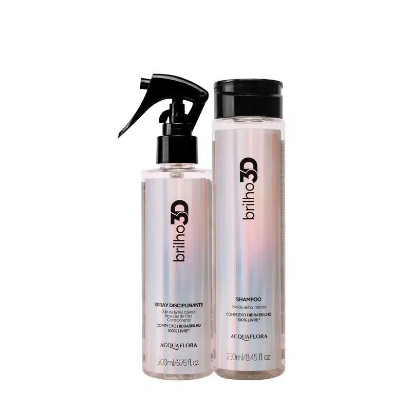 Kit Acquaflora Brilho 3D Shampoo Spray Disciplinante (2 produtos)